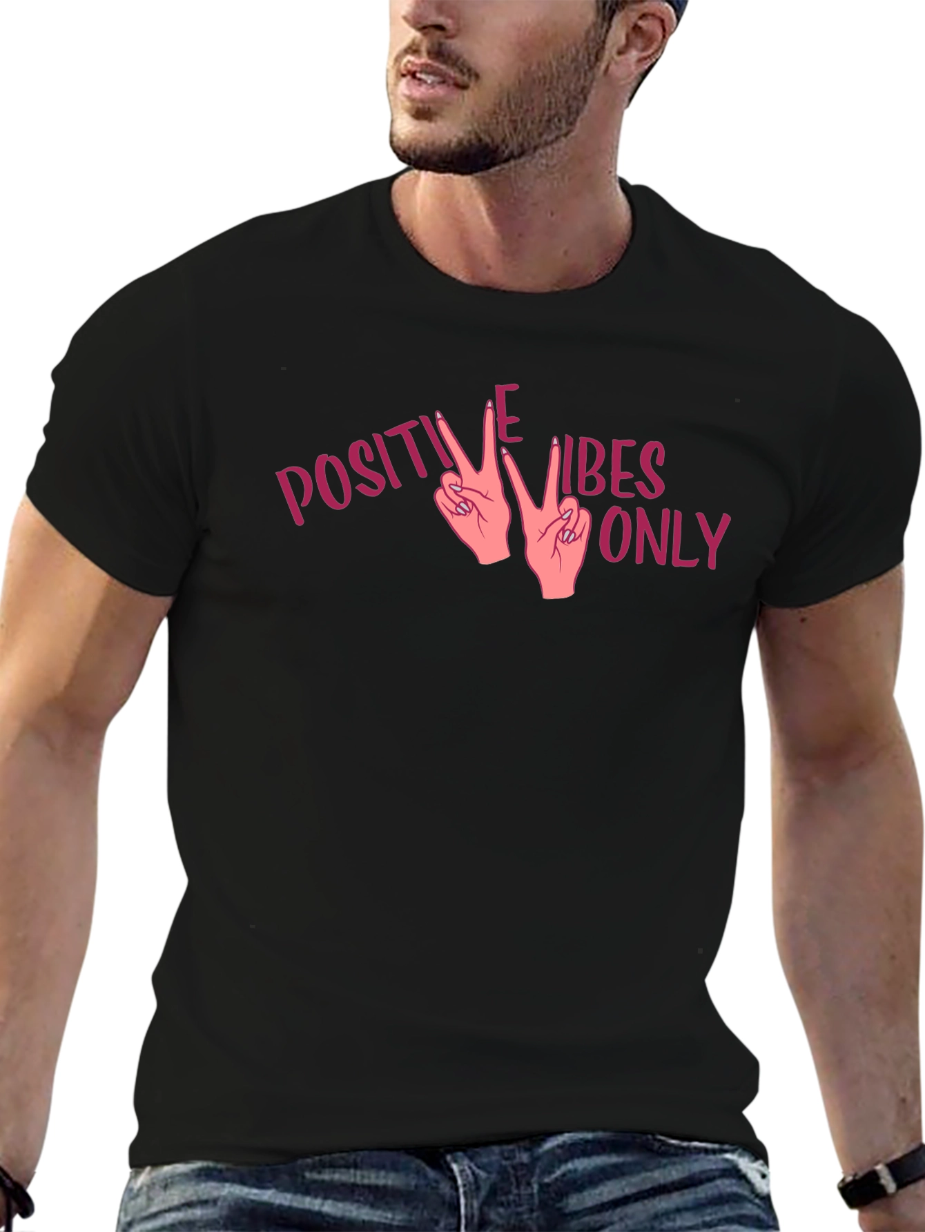 Positive Vibes Only Graphic Tee - Black