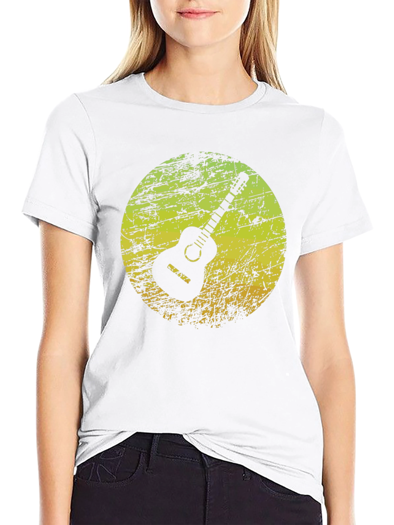 Retro Guitar Graphic Black T-Shirt