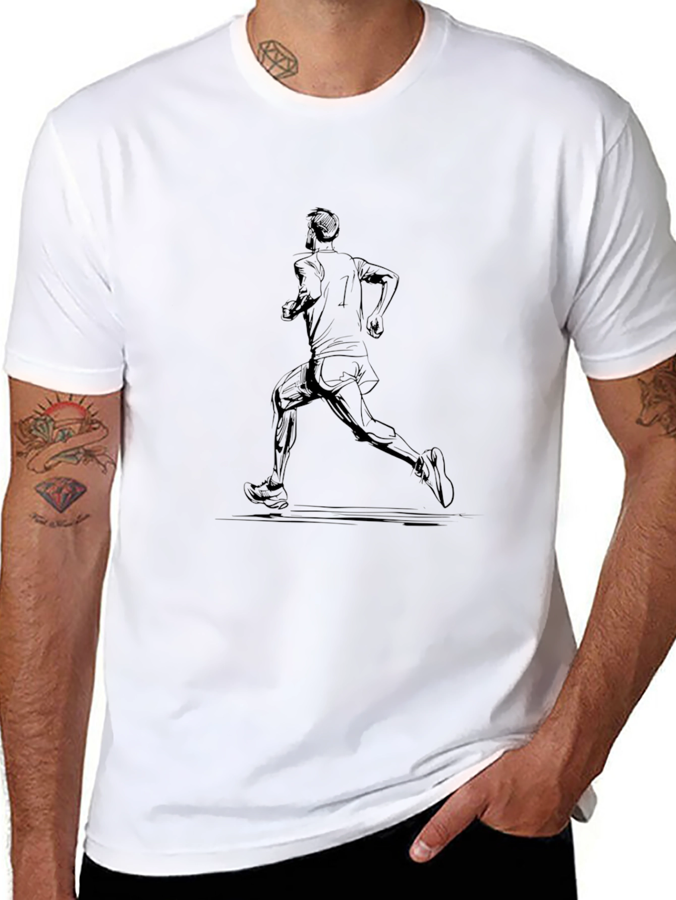 Runner Graphic Tee - Black Cotton Casual T-Shirt