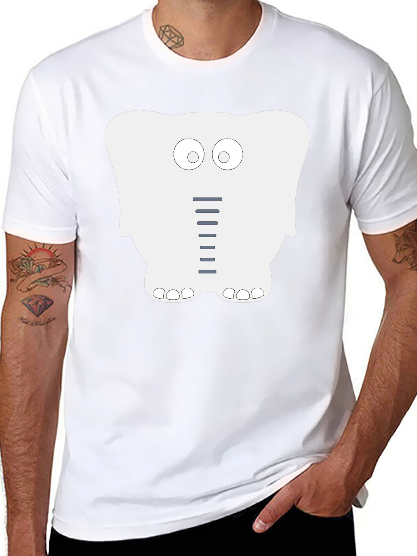 Cartoon Elephant Graphic Tee - Fun Black T-Shirt