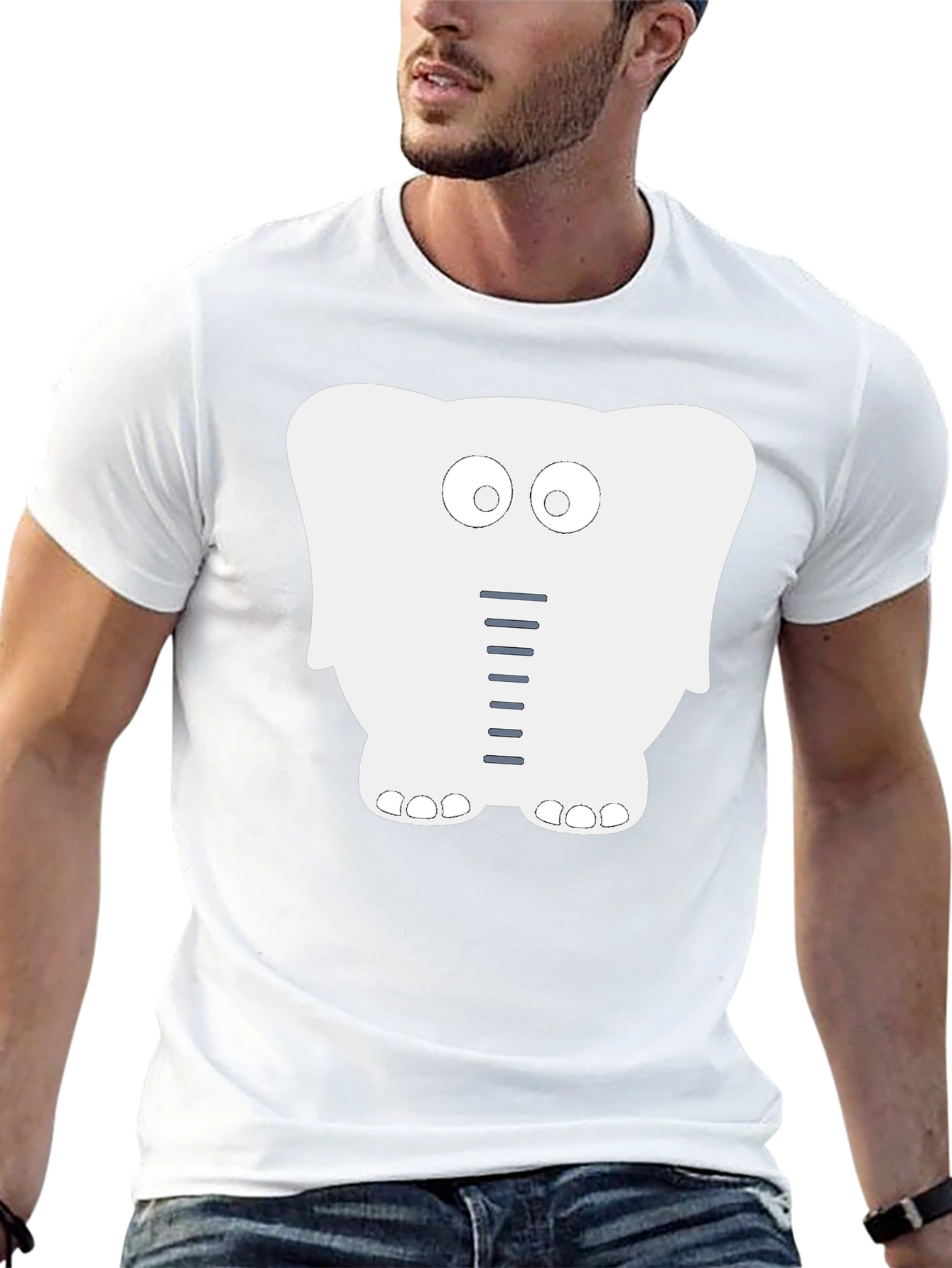Cartoon Elephant Graphic Tee - Fun Black T-Shirt