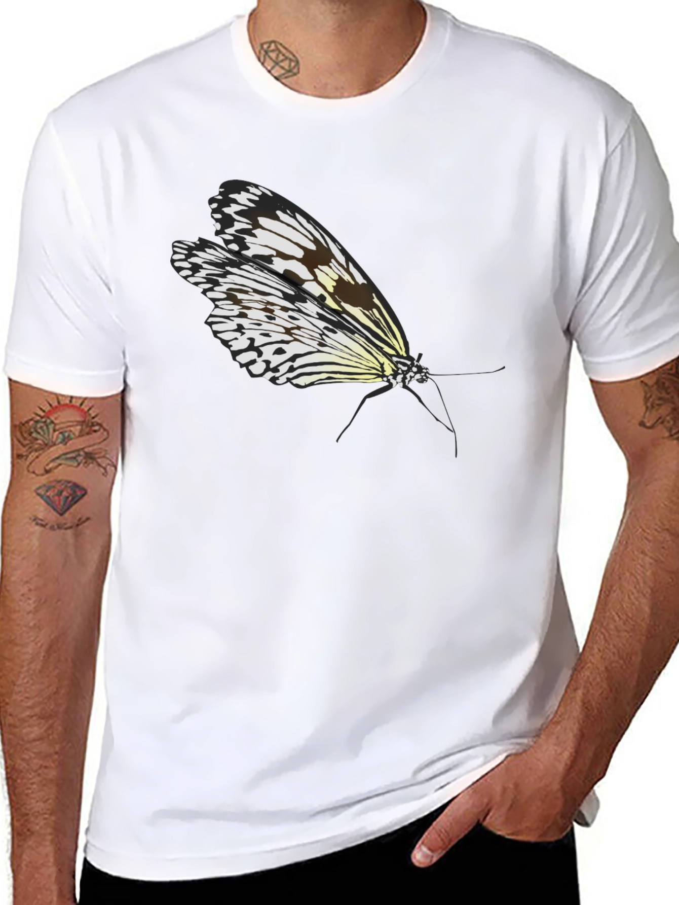 Butterfly Graphic Tee - Black Cotton T-Shirt