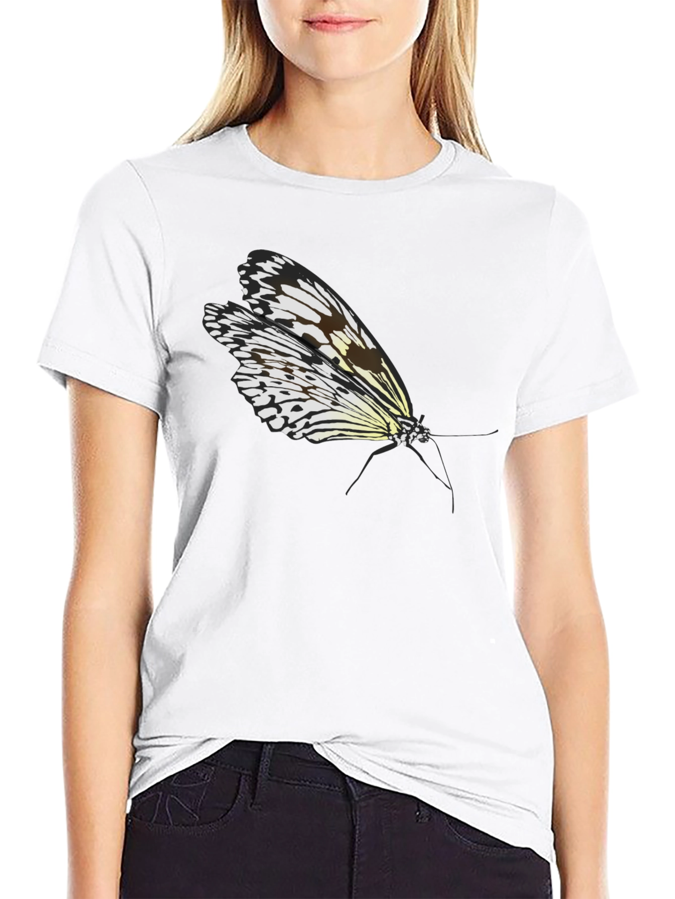 Butterfly Graphic Tee - Black Cotton T-Shirt