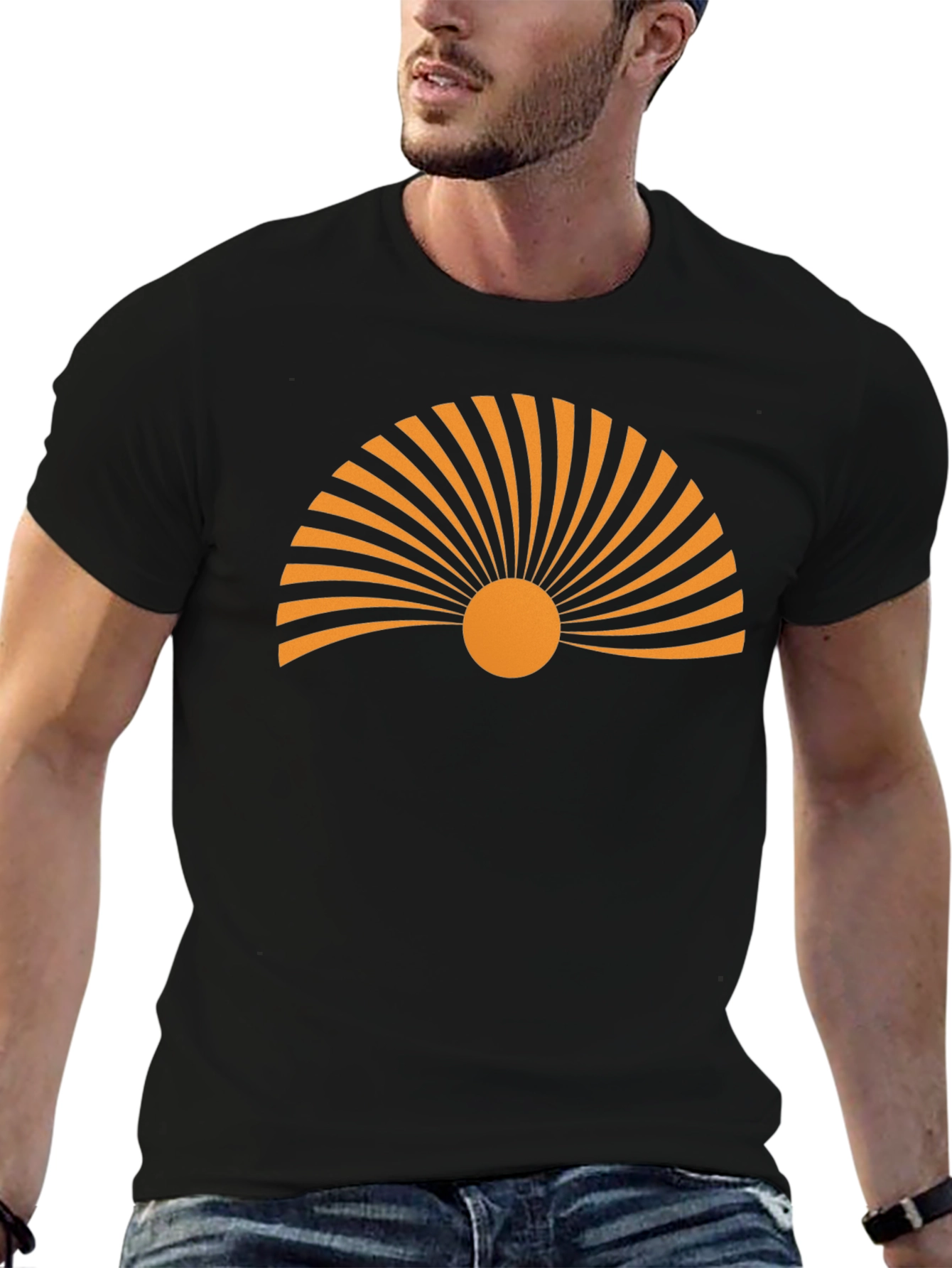 Sunrise Graphic Tee - Black Cotton T-Shirt