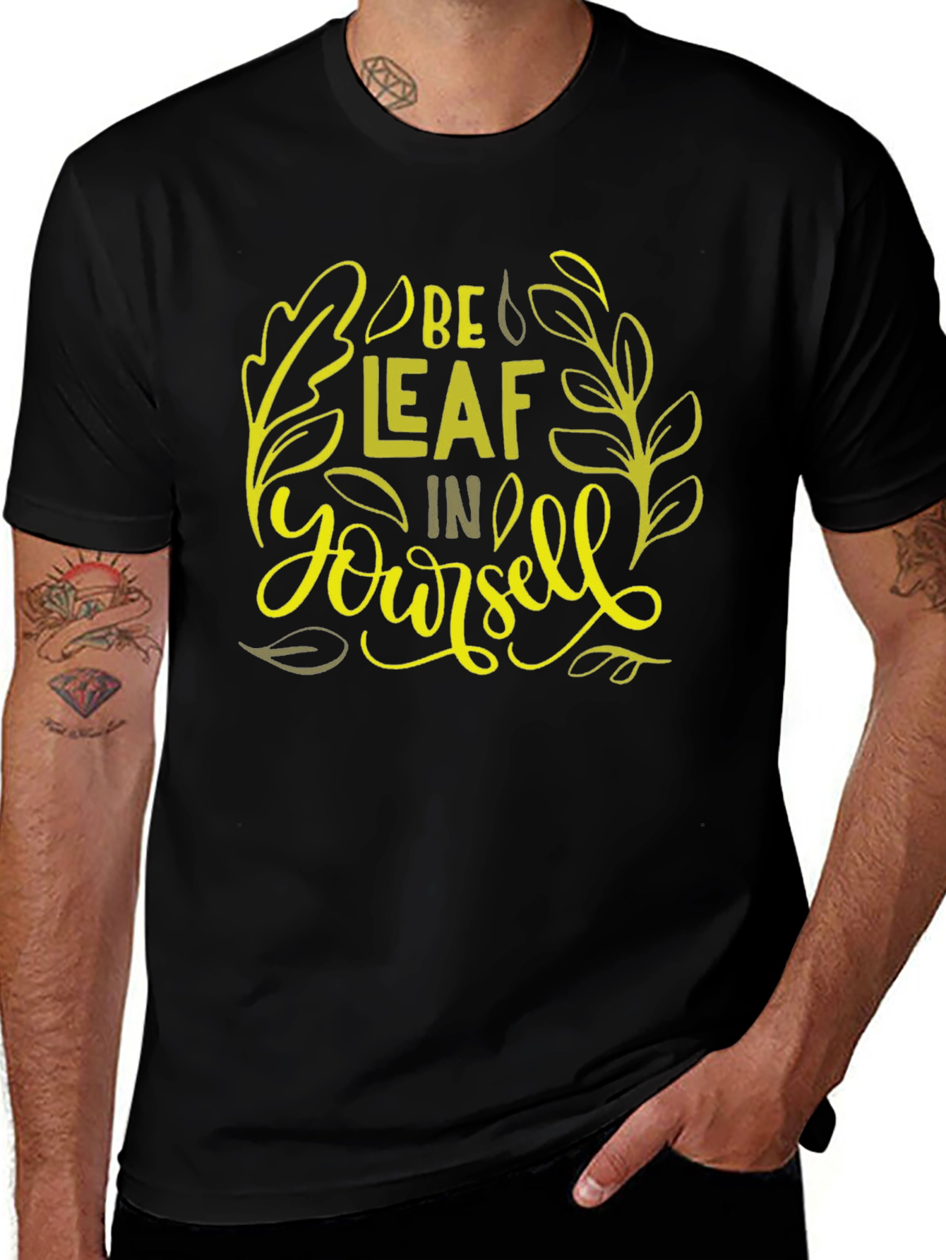 Be-Leaf In Yourself Black Graphic Tee