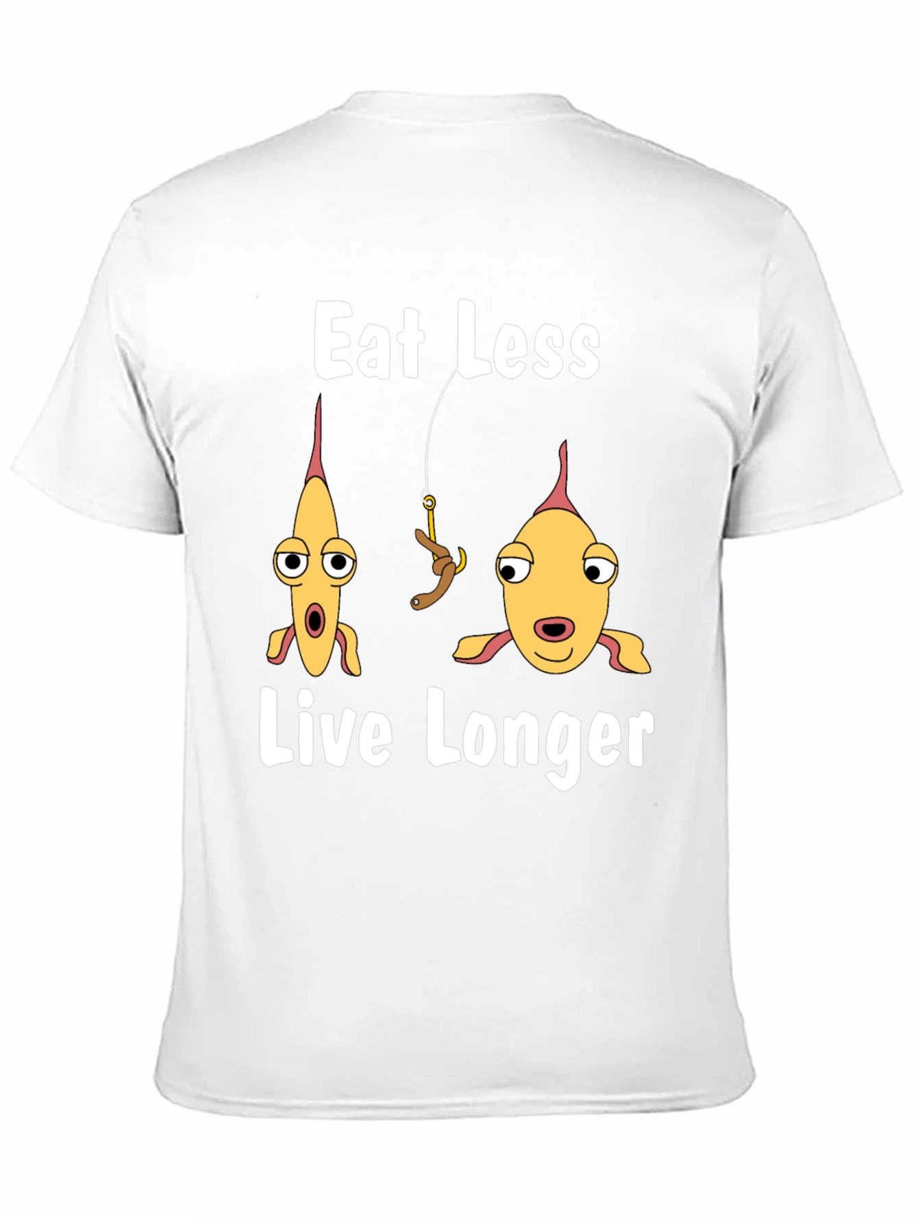 Eat Less Live Longer Funny Fish Graphic T-Shirt