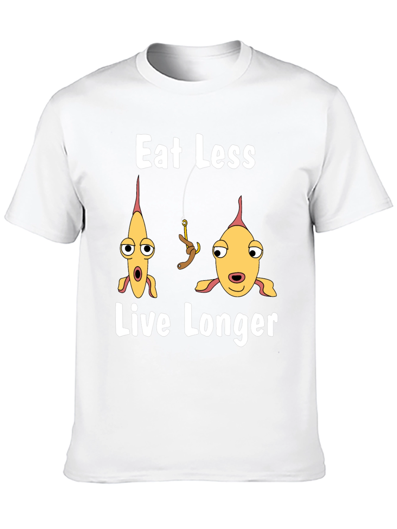 Eat Less Live Longer Funny Fish Graphic T-Shirt