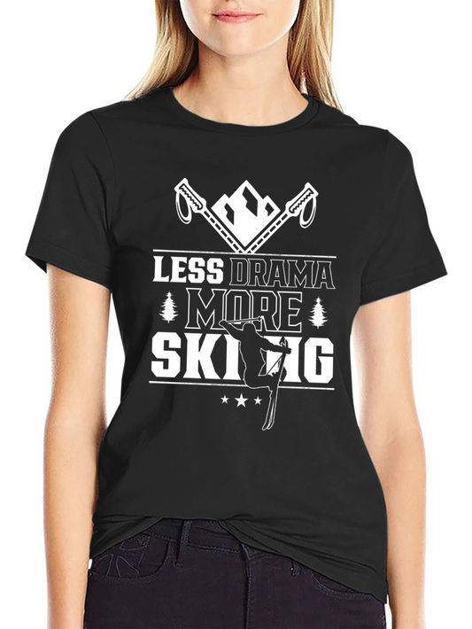 Less Drama More Skiing Graphic Tee - Black