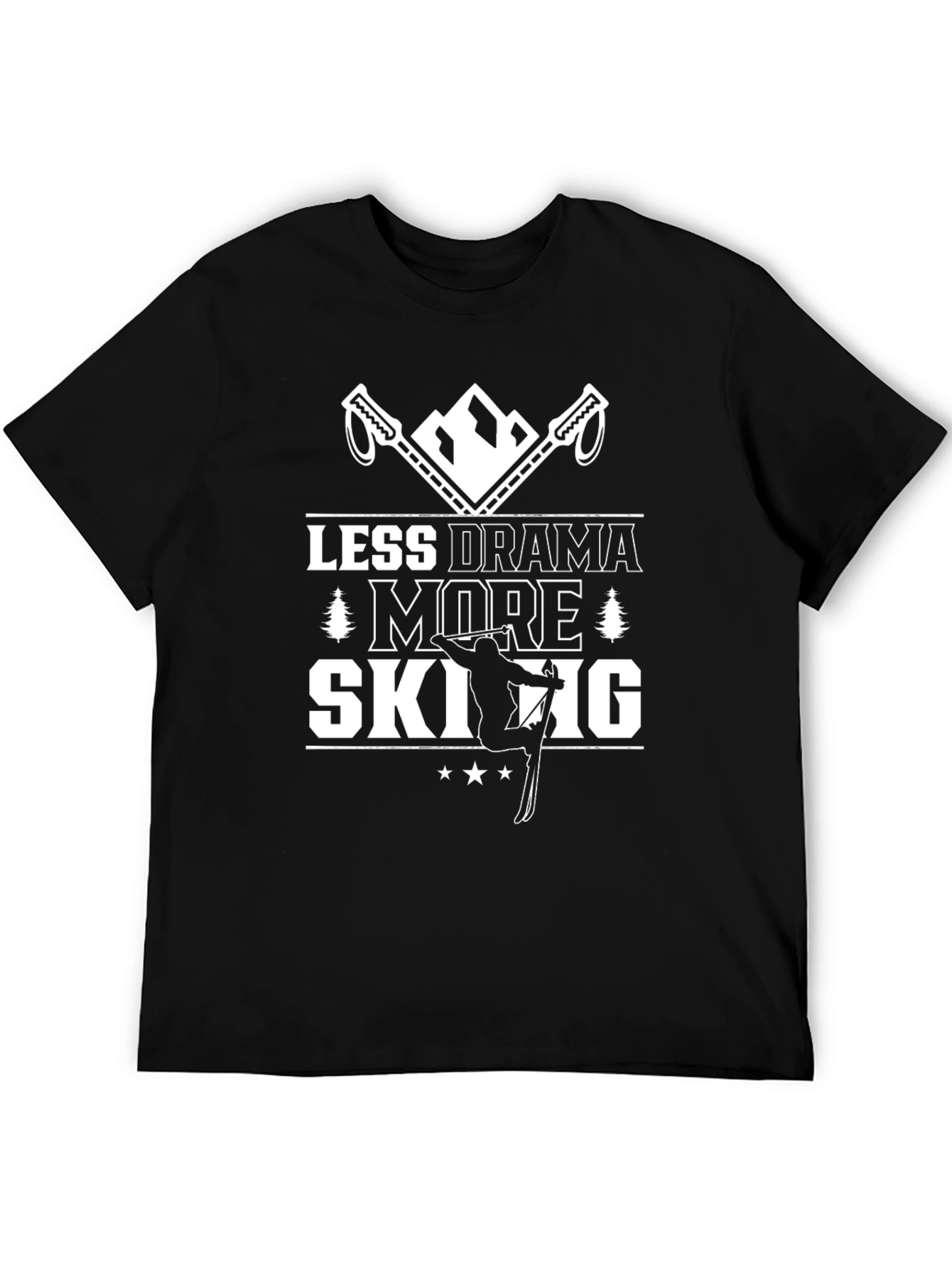 Less Drama More Skiing Graphic Tee - Black