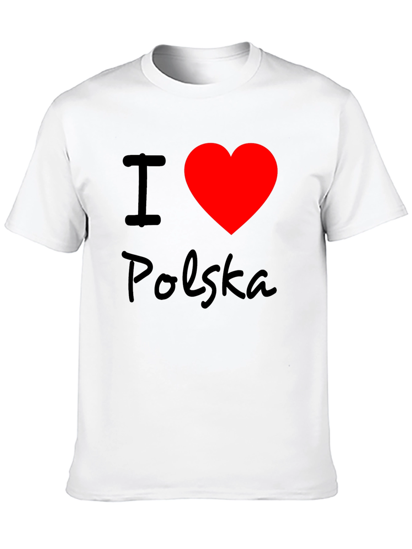I Love Polska T-Shirt - Black Crew Neck Tee