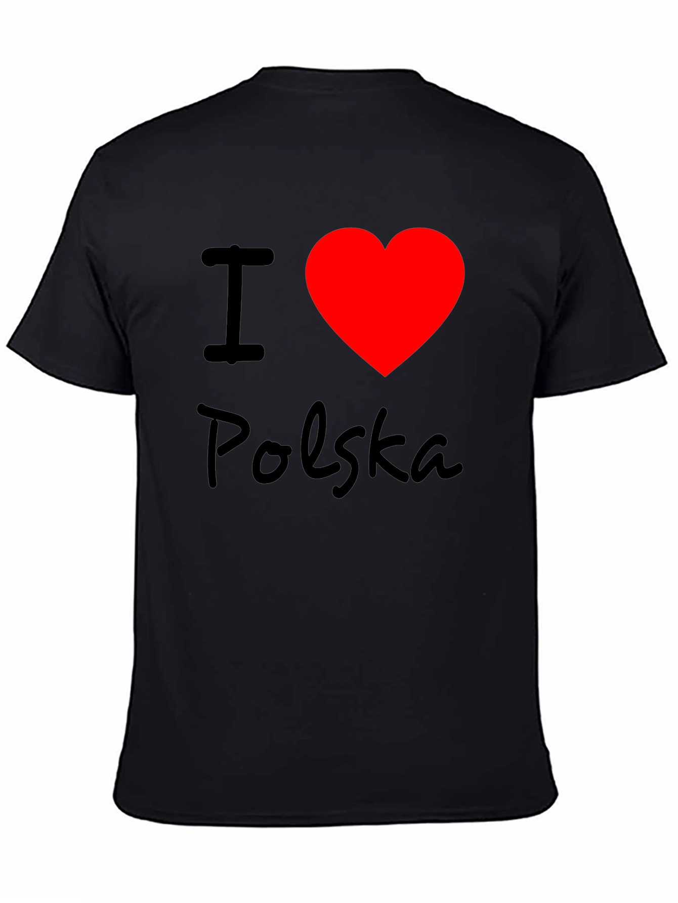 I Love Polska T-Shirt - Black Crew Neck Tee