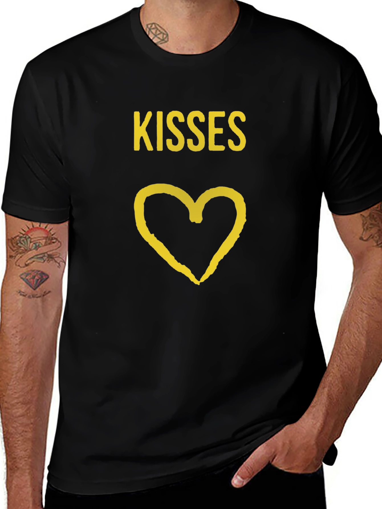 Kisses Heart Graphic T-Shirt - Stylish Casual Wear