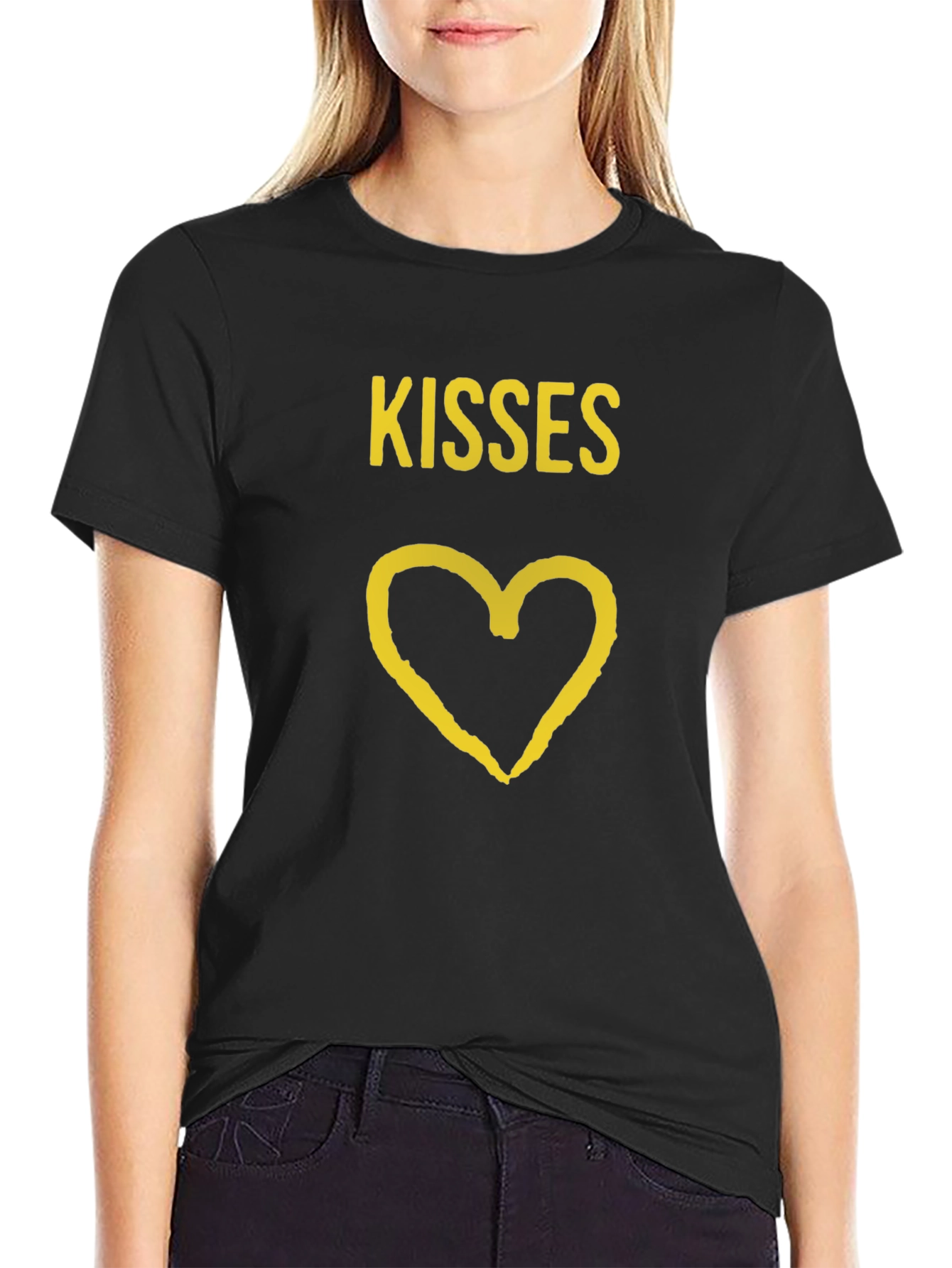 Kisses Heart Graphic T-Shirt - Stylish Casual Wear