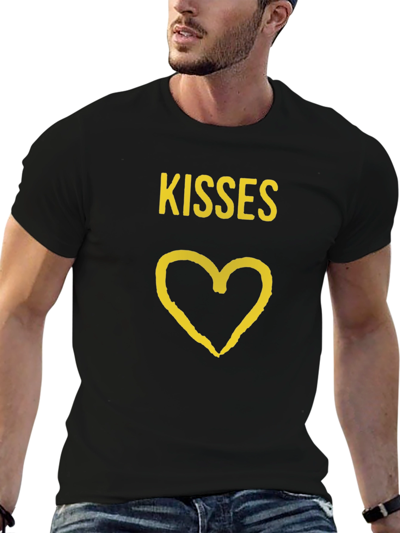 Kisses Heart Graphic T-Shirt - Stylish Casual Wear