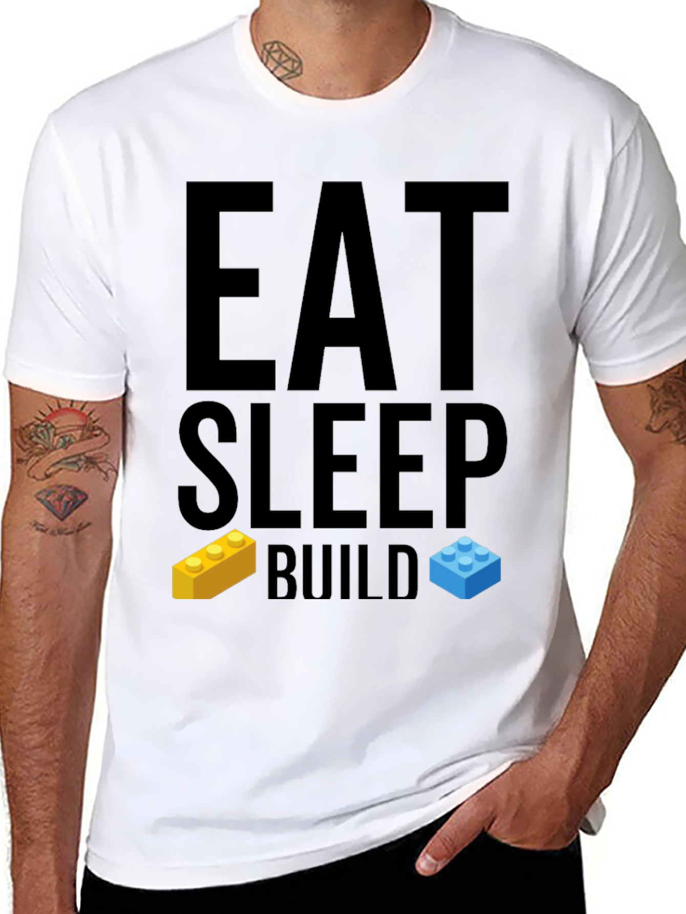 Eat Sleep Build T-Shirt - LEGO Brick Fan Tee
