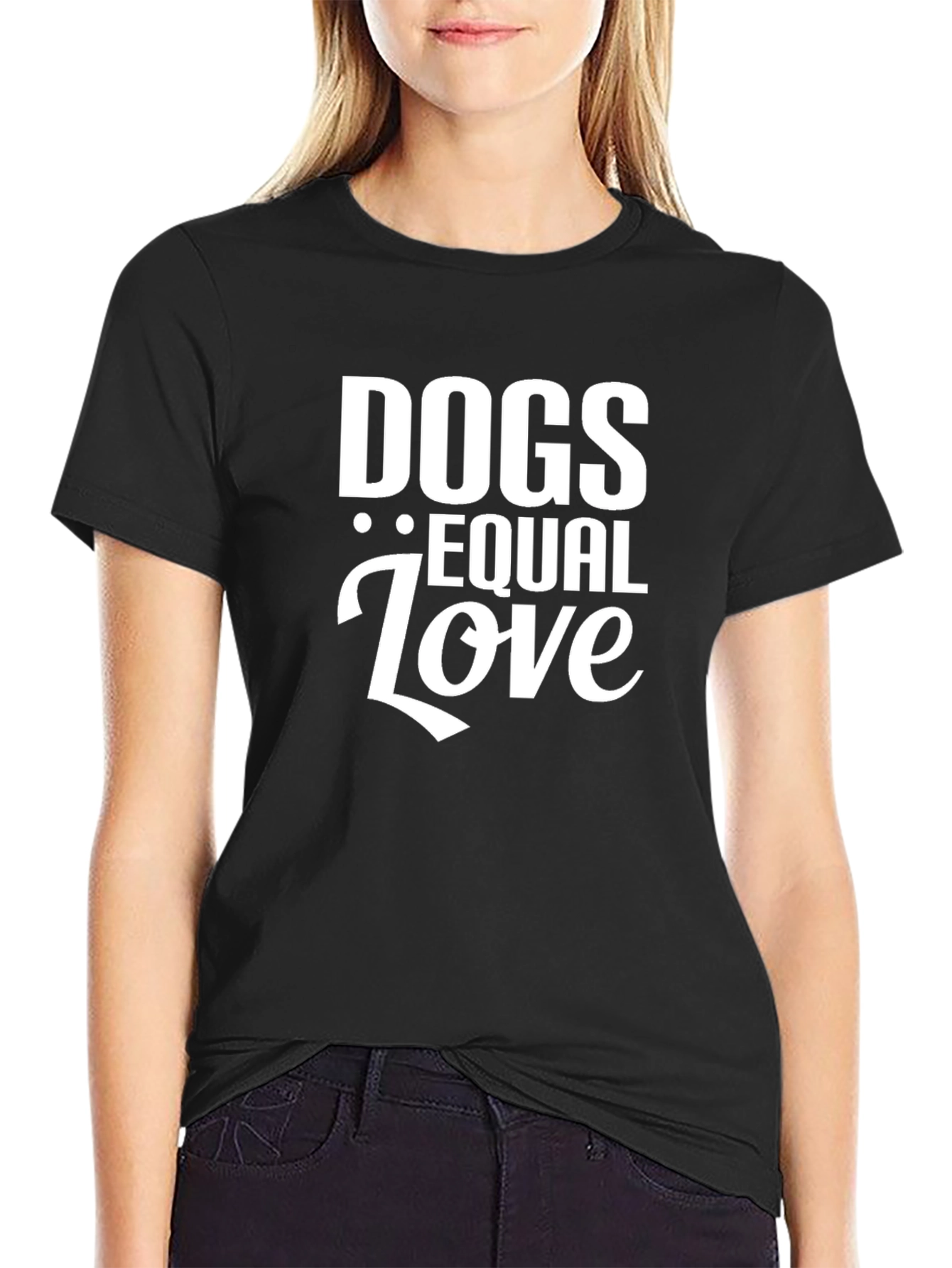 Dogs Equal Love Graphic Tee - Black Cotton Blend