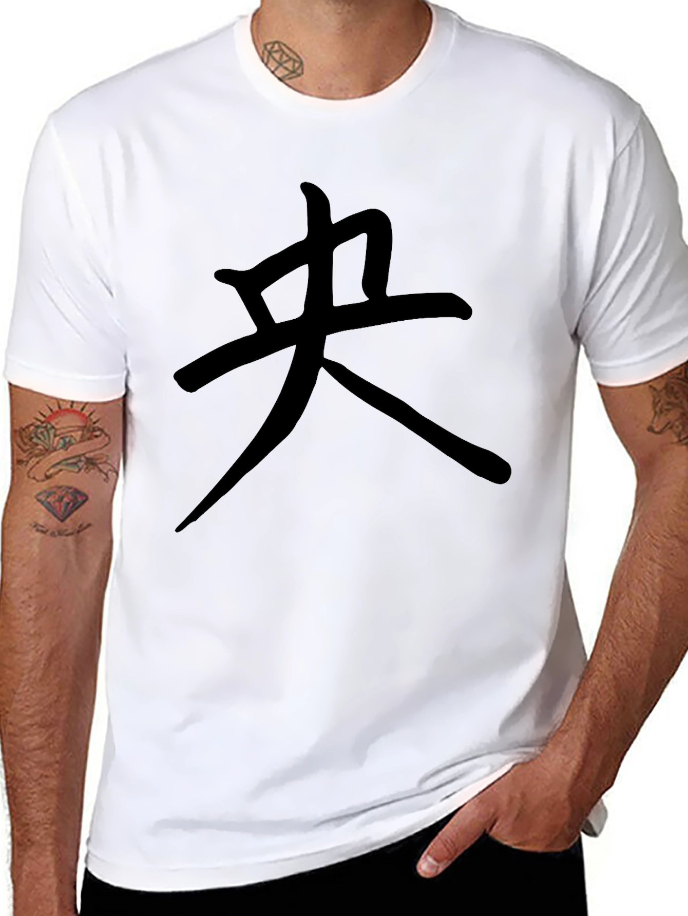 Black T-Shirt with Central Character Design