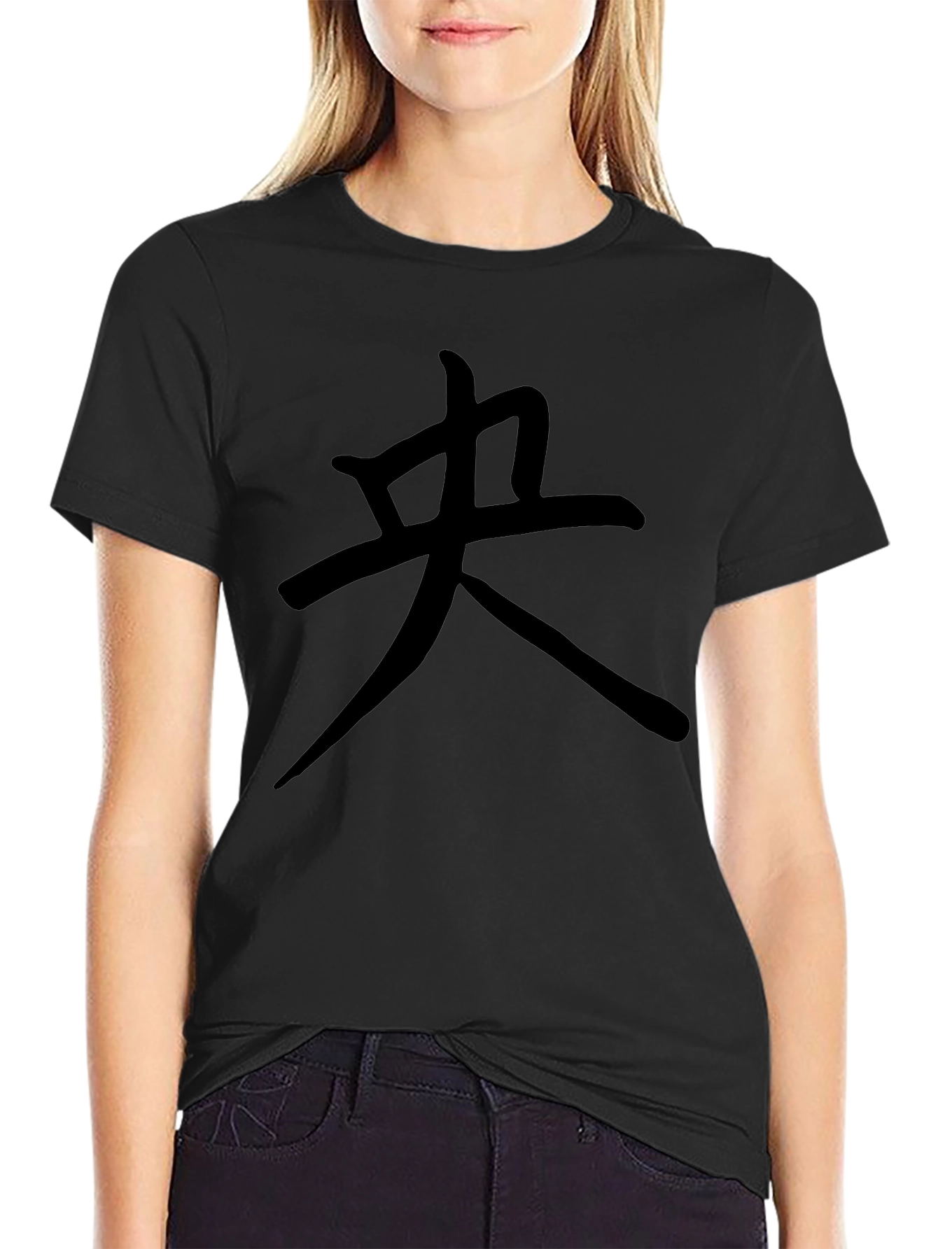 Black T-Shirt with Central Character Design