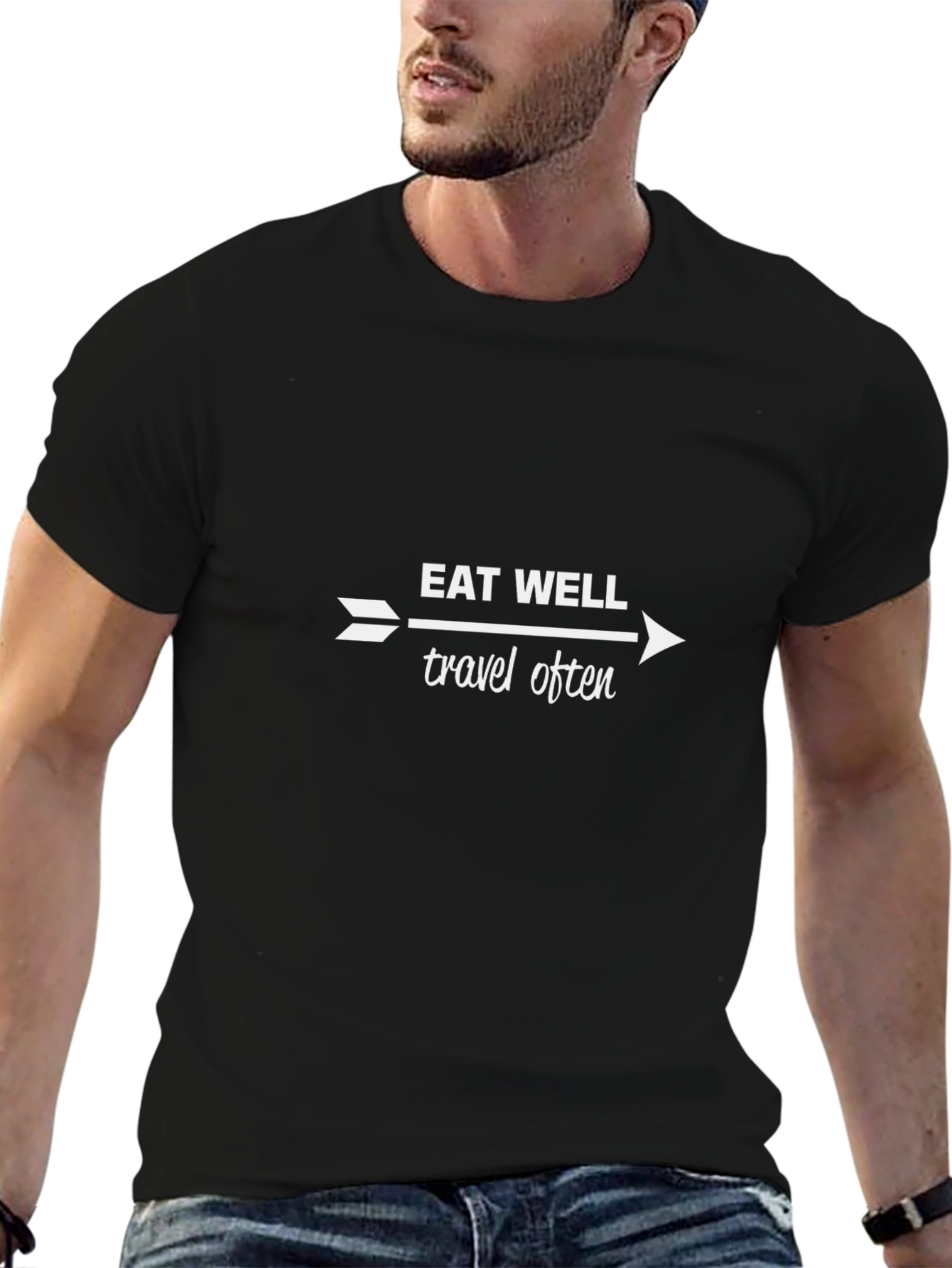 Eat Well Travel Often Graphic Tee - Black T-Shirt