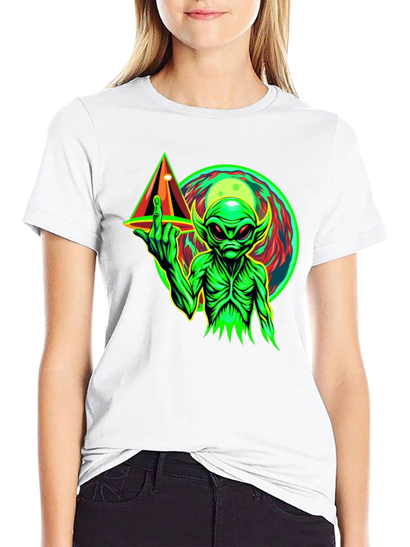 Alien Middle Finger T-Shirt - Black Graphic Tee