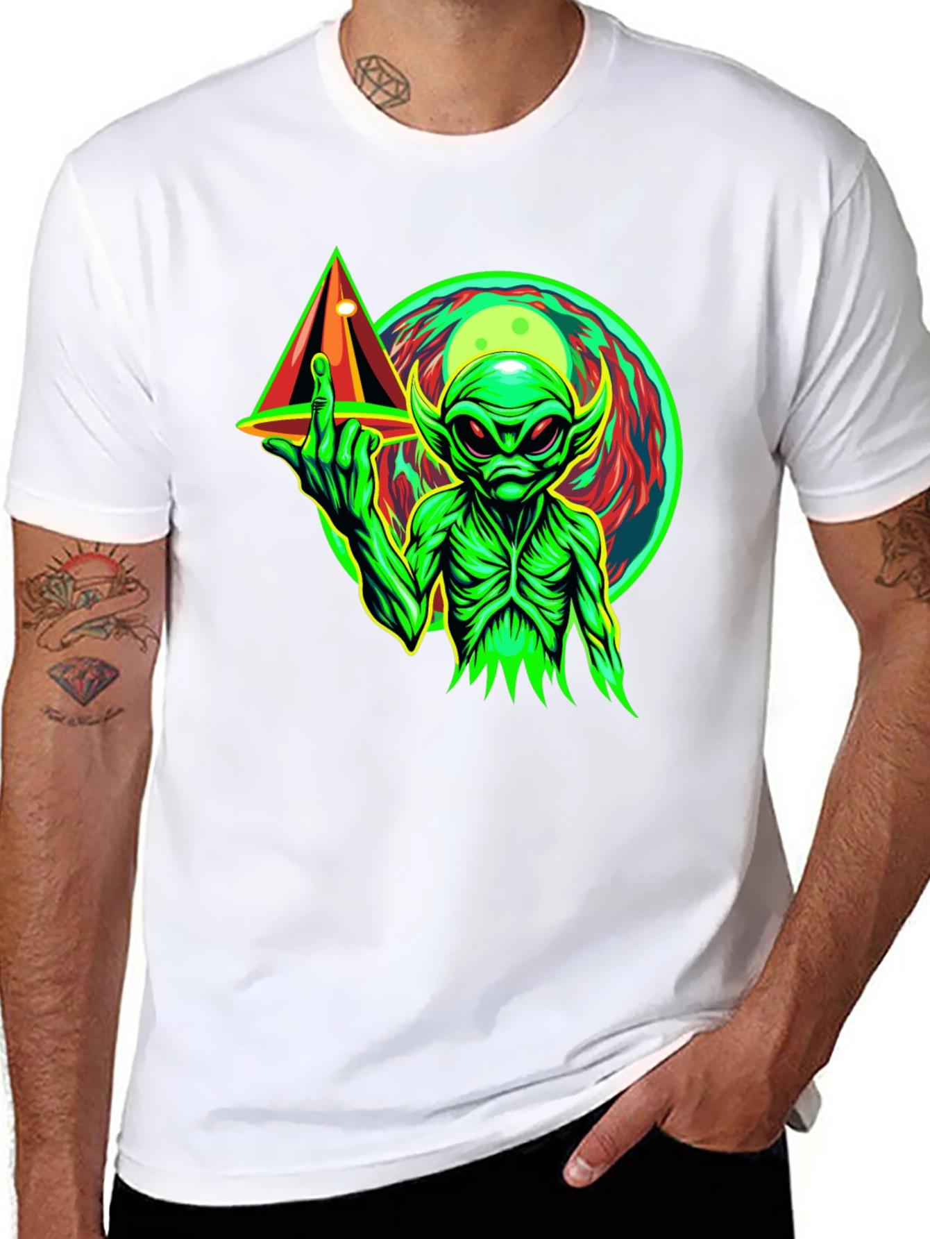 Alien Middle Finger T-Shirt - Black Graphic Tee