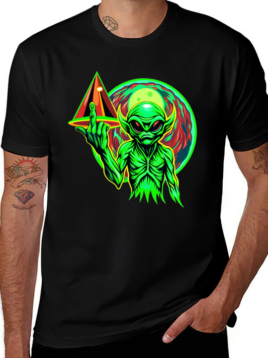 Alien Middle Finger T-Shirt - Black Graphic Tee
