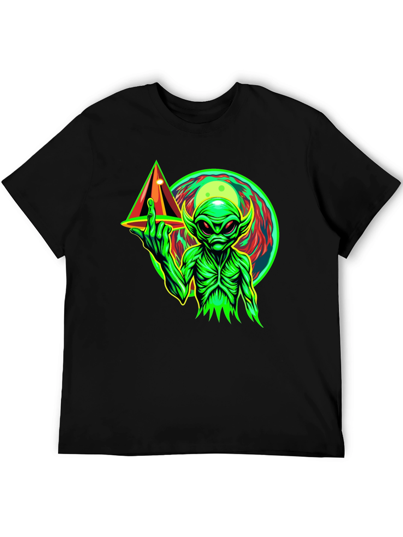 Alien Middle Finger T-Shirt - Black Graphic Tee