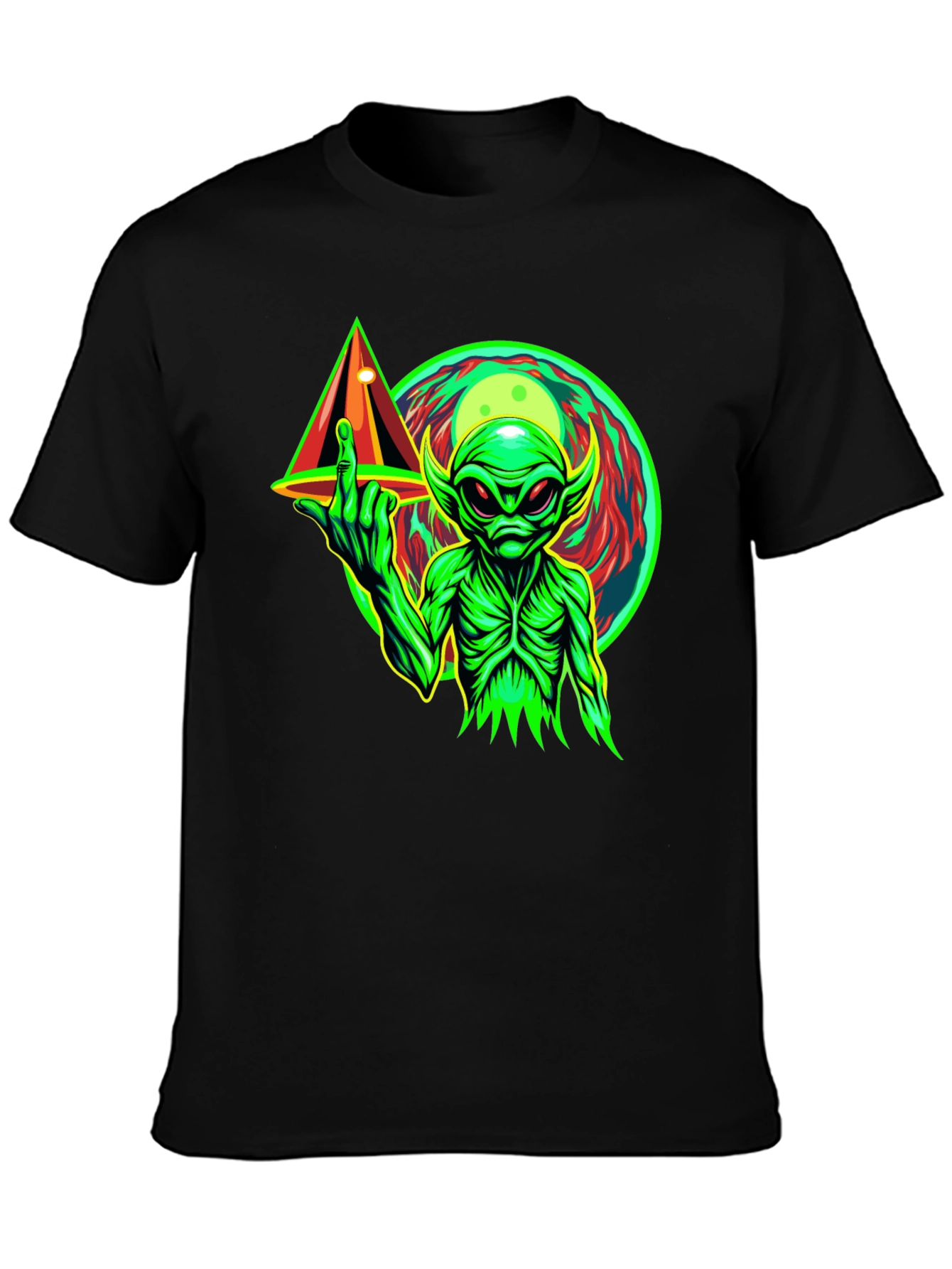 Alien Middle Finger T-Shirt - Black Graphic Tee