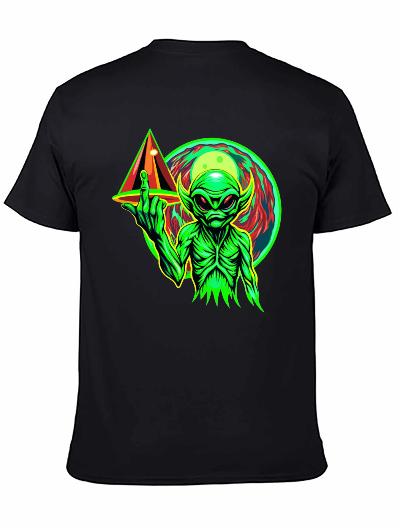 Alien Middle Finger T-Shirt - Black Graphic Tee