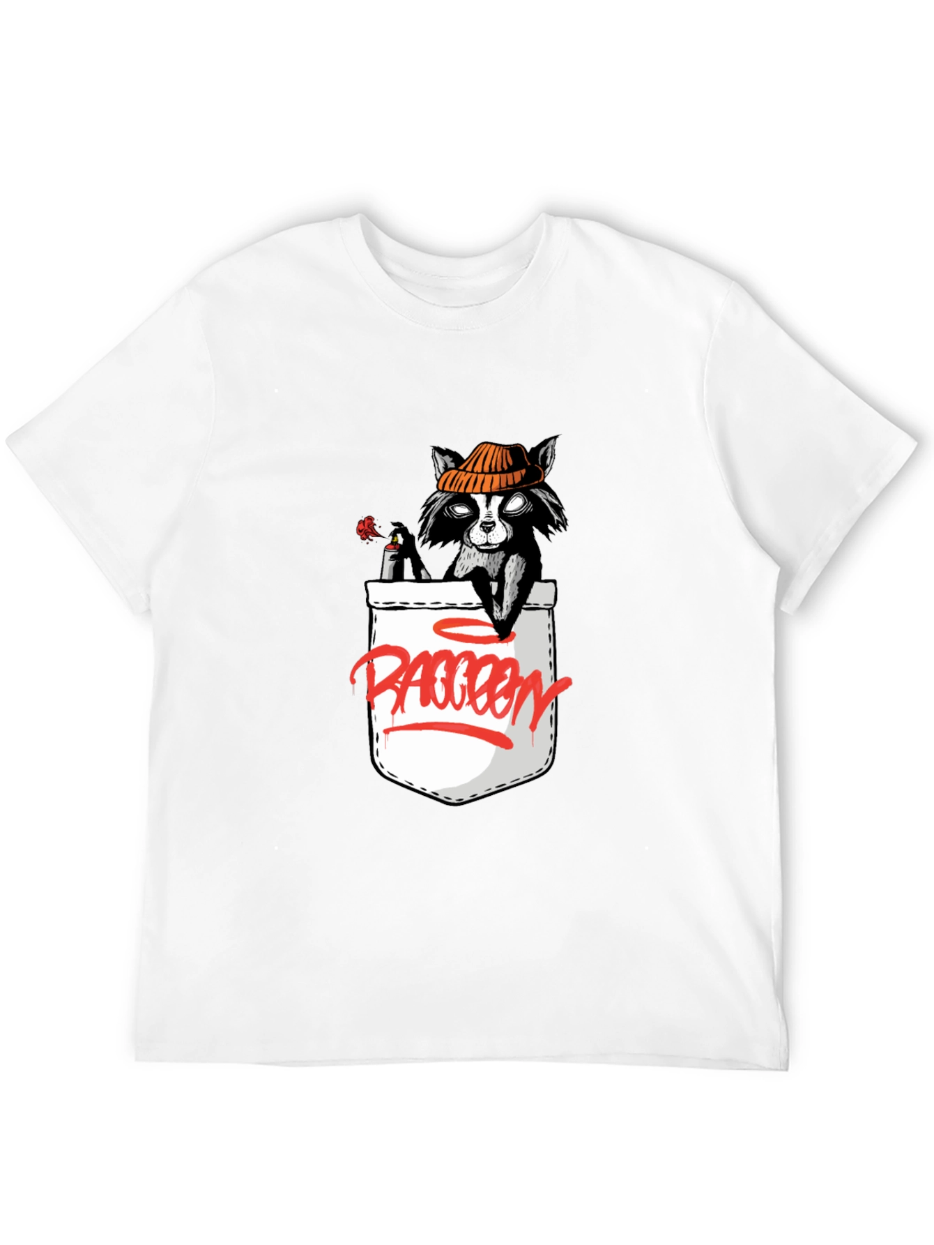 Cool Raccoon Pocket Graphic T-Shirt