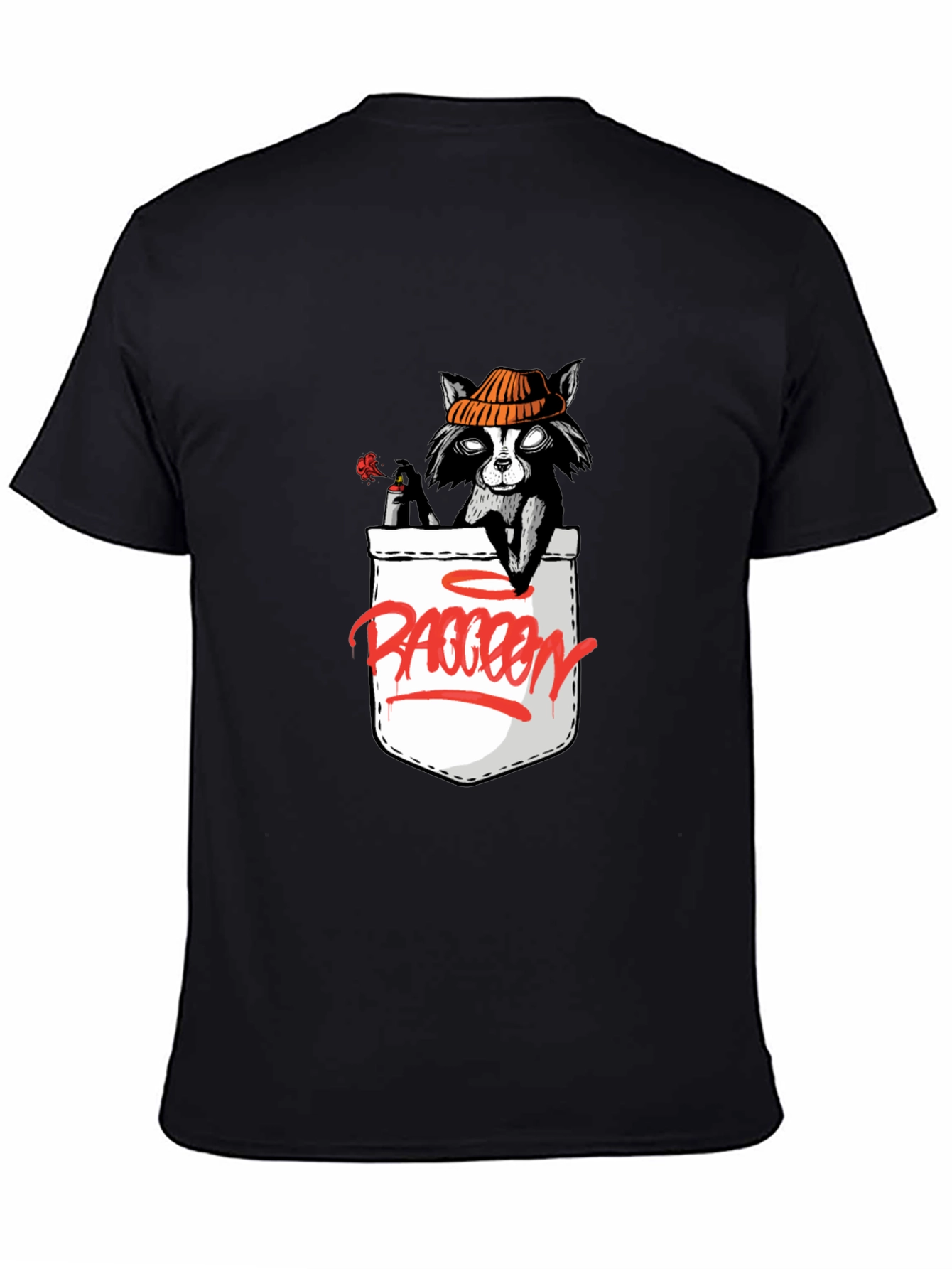 Cool Raccoon Pocket Graphic T-Shirt