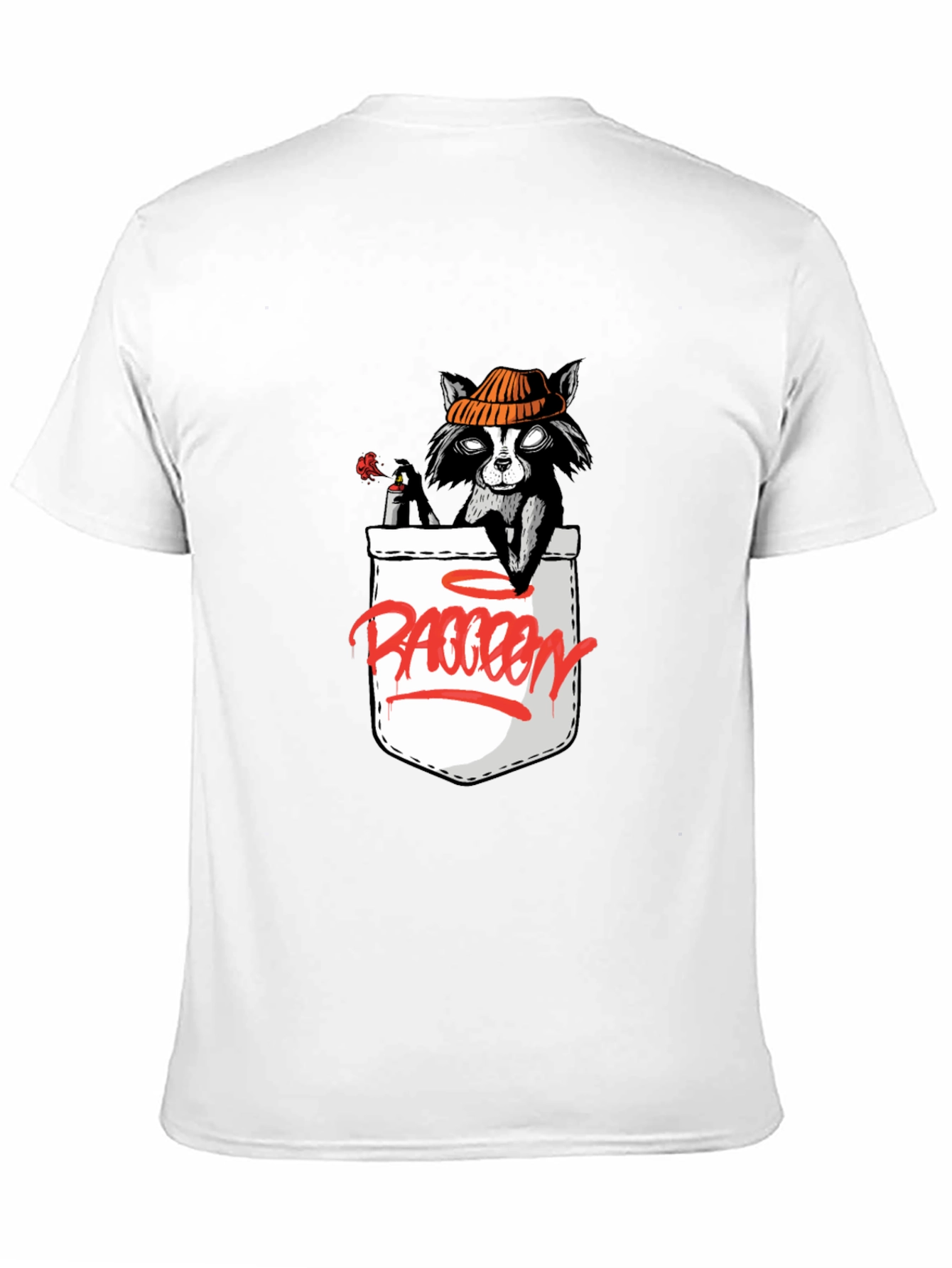 Cool Raccoon Pocket Graphic T-Shirt