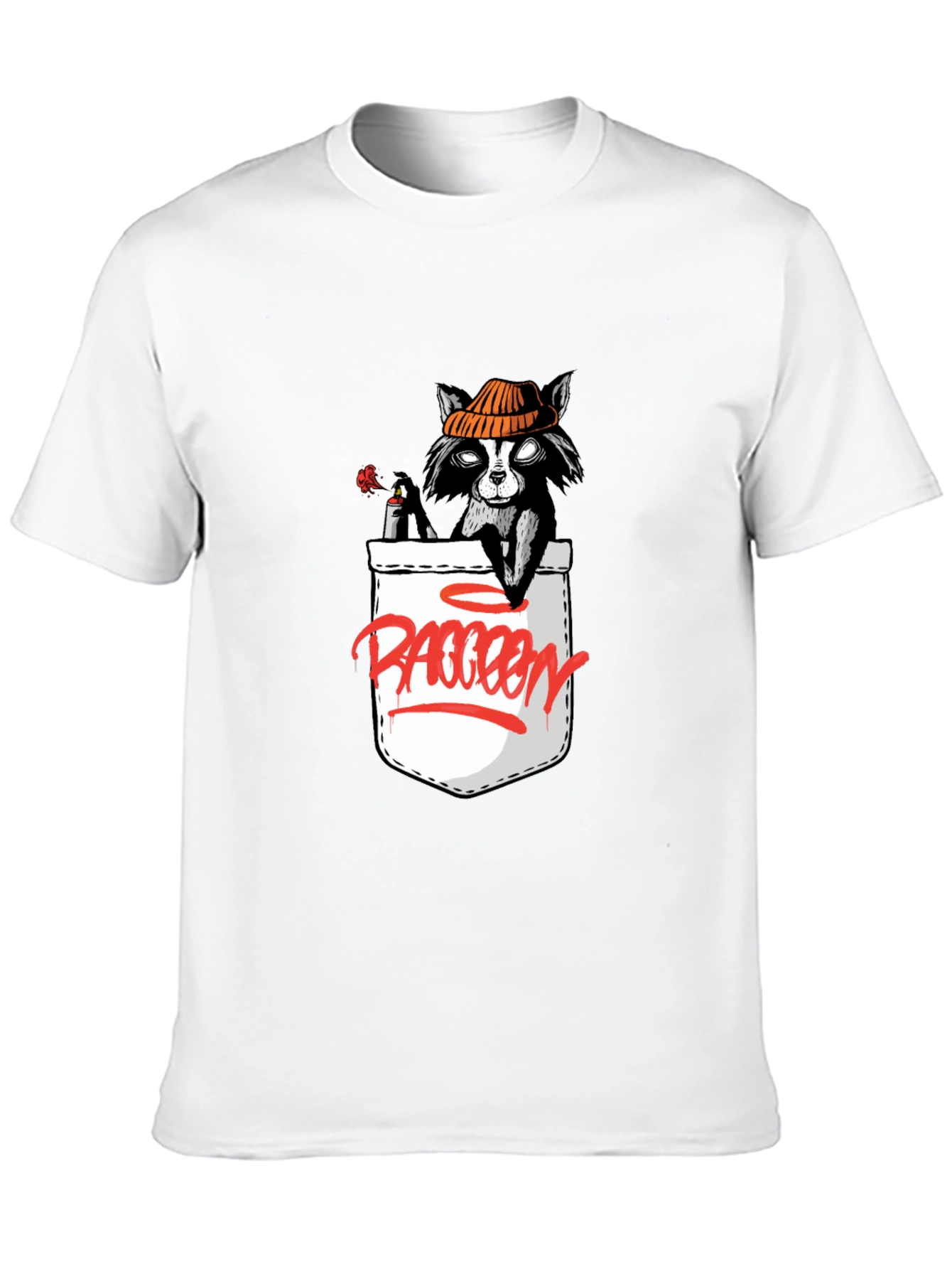 Cool Raccoon Pocket Graphic T-Shirt