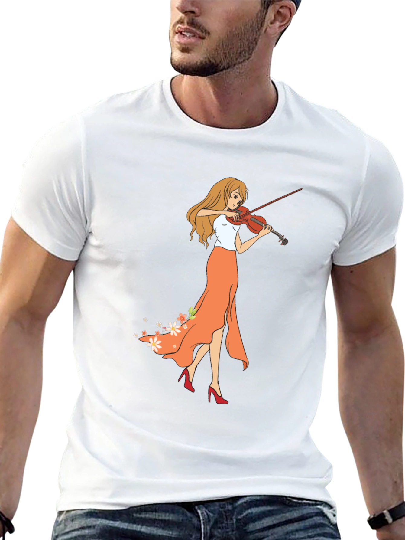 Violin Girl Graphic T-Shirt - Trendy Music Lover Tee