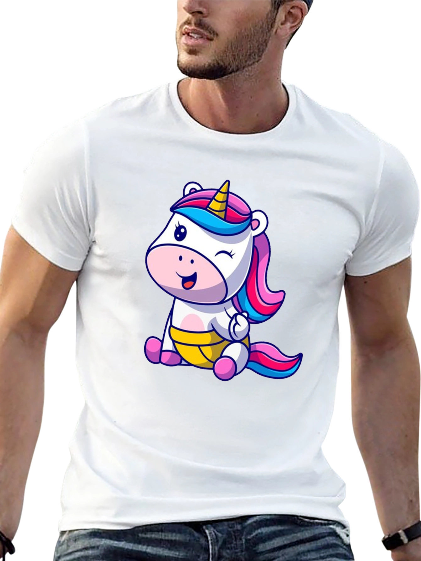 Unicorn Cartoon Graphic Black T-Shirt