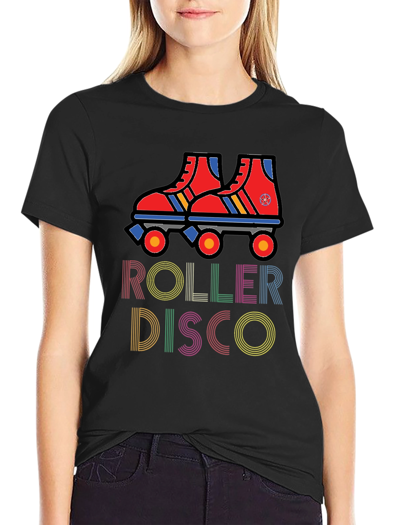 Retro Roller Disco Graphic Tee - Black