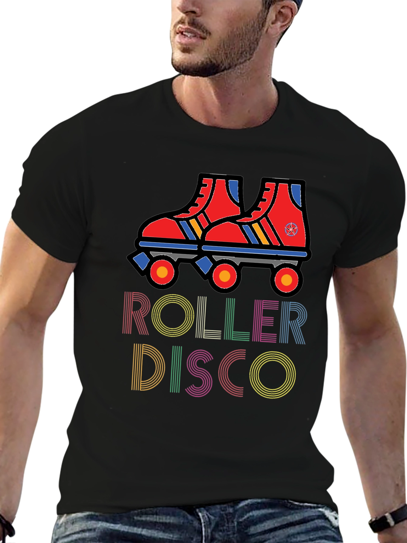 Retro Roller Disco Graphic Tee - Black