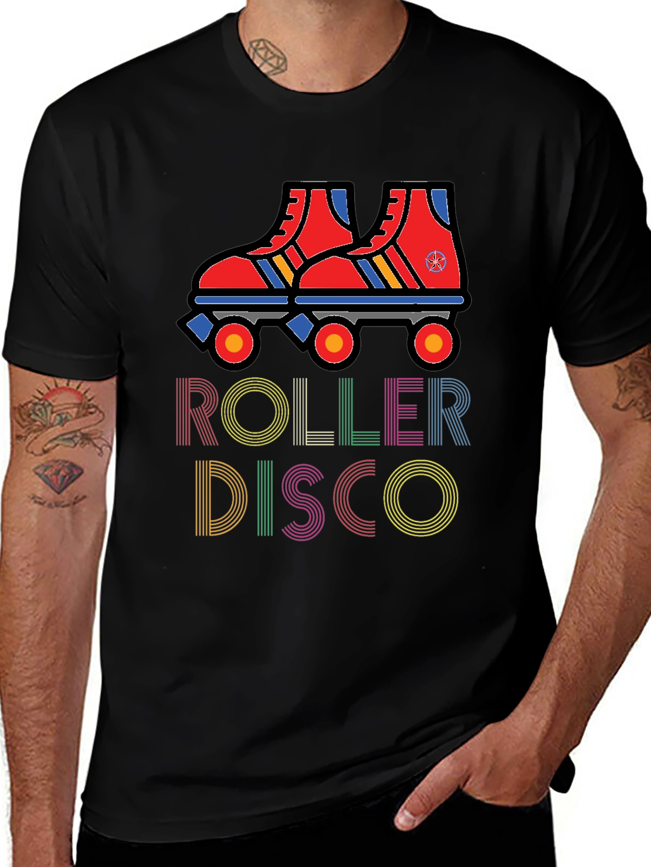 Retro Roller Disco Graphic Tee - Black