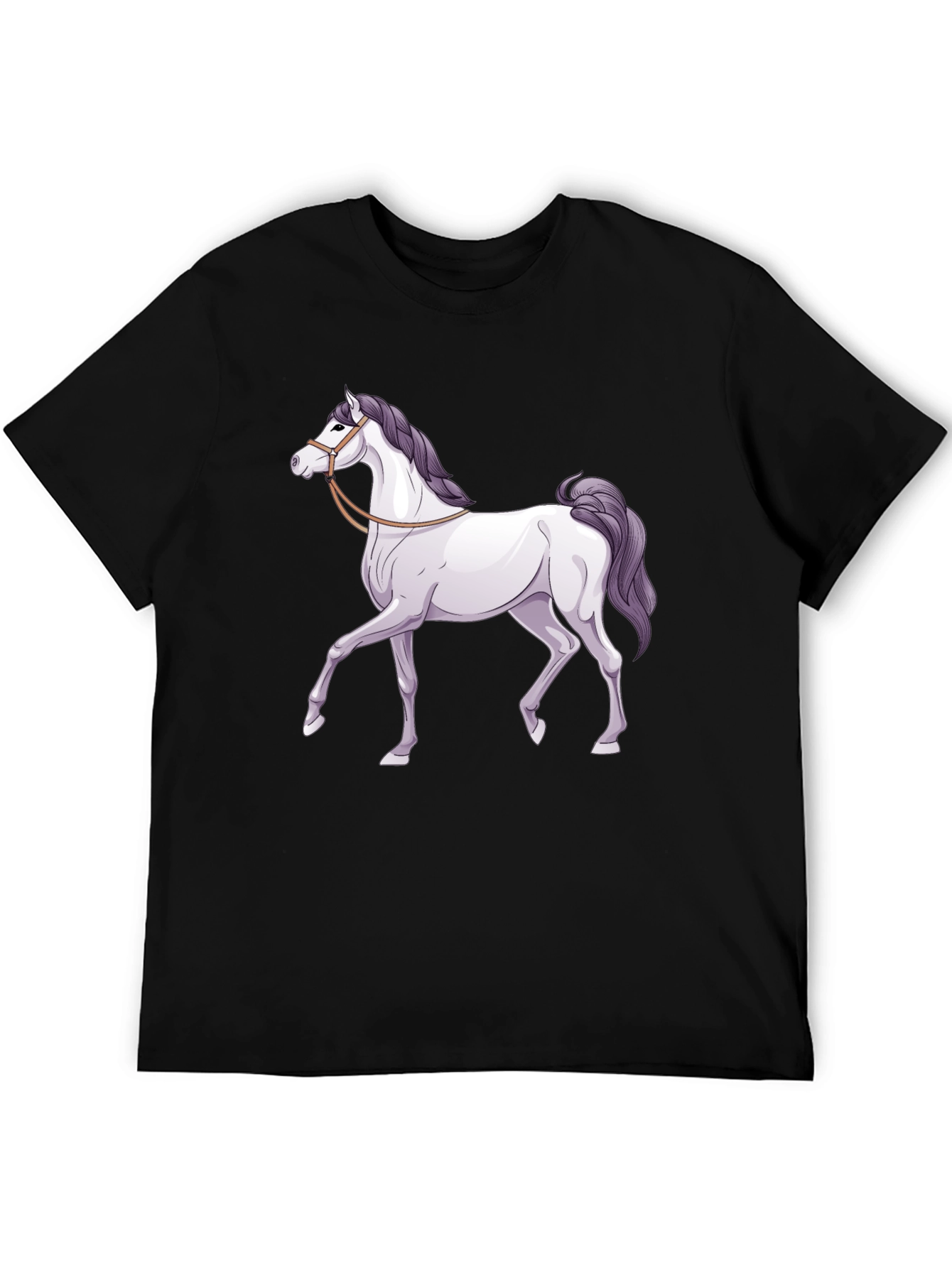 Horse Graphic Tee - Black Cotton T-Shirt