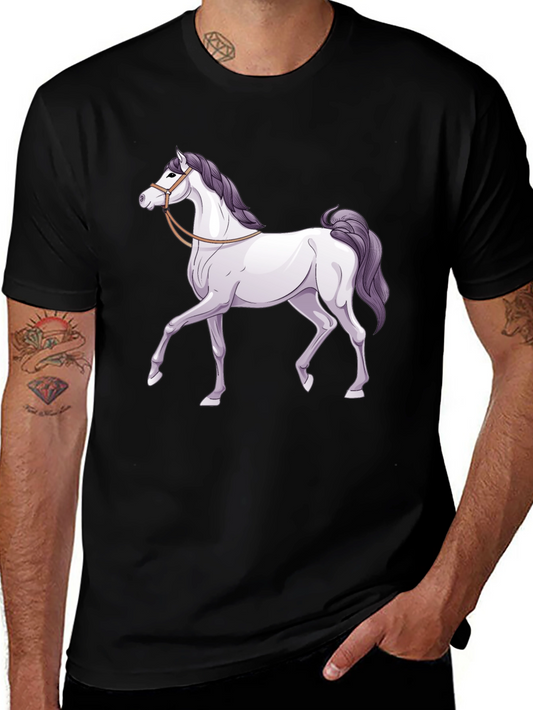 Horse Graphic Tee - Black Cotton T-Shirt