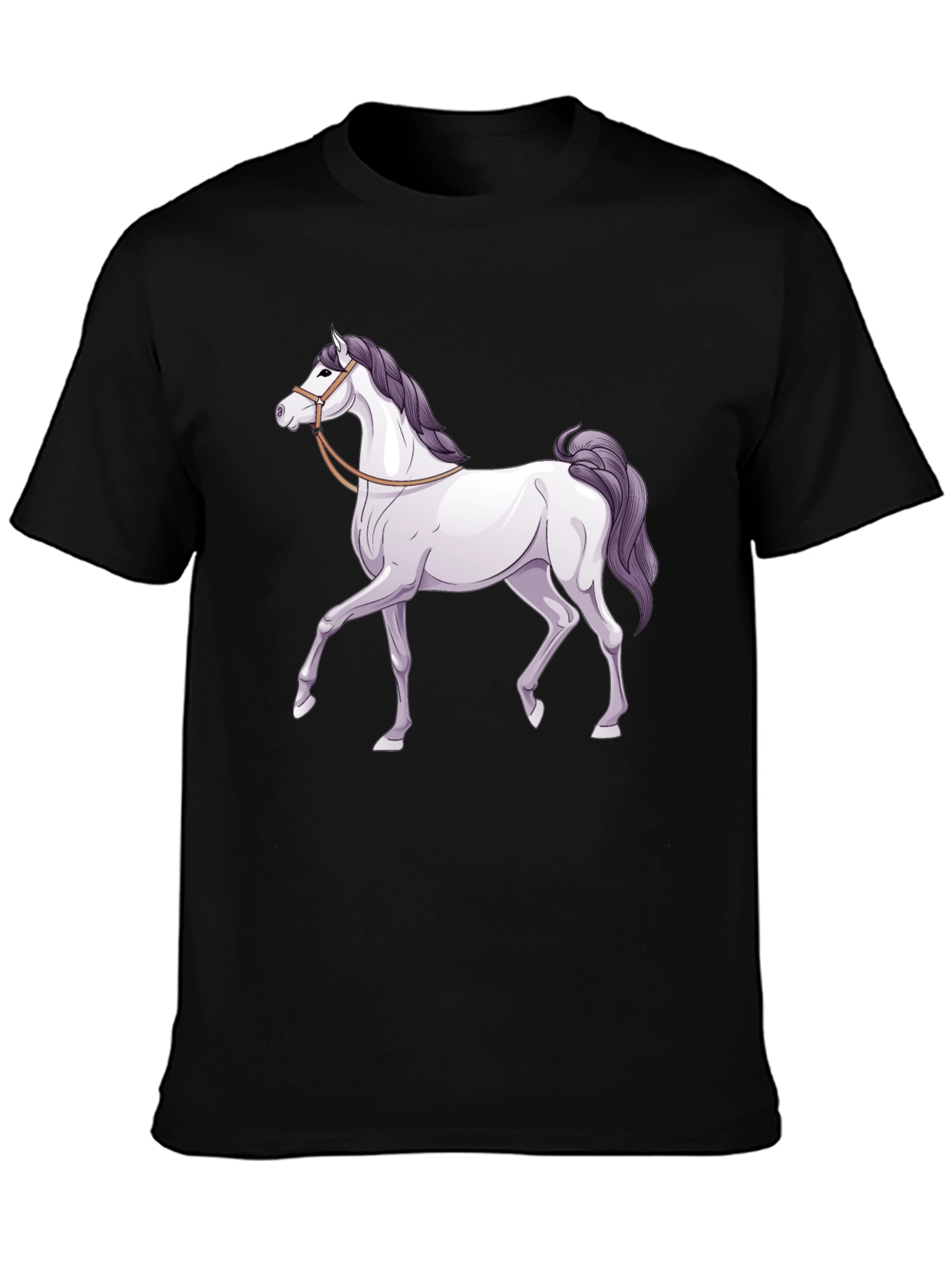 Horse Graphic Tee - Black Cotton T-Shirt