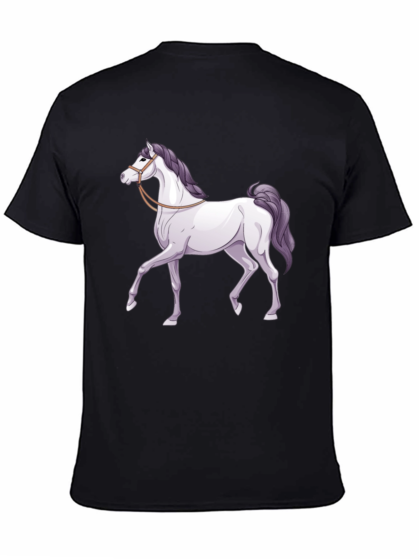 Horse Graphic Tee - Black Cotton T-Shirt