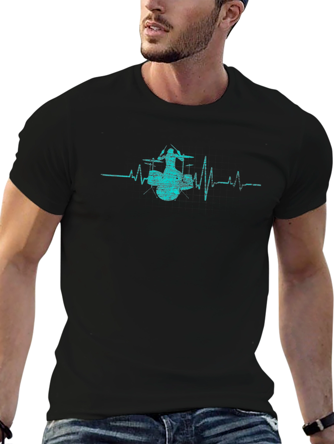 Drummer Heartbeat T-Shirt - Music Lover Tee
