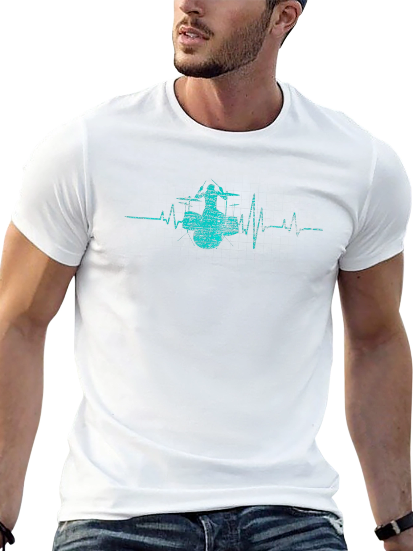 Drummer Heartbeat T-Shirt - Music Lover Tee