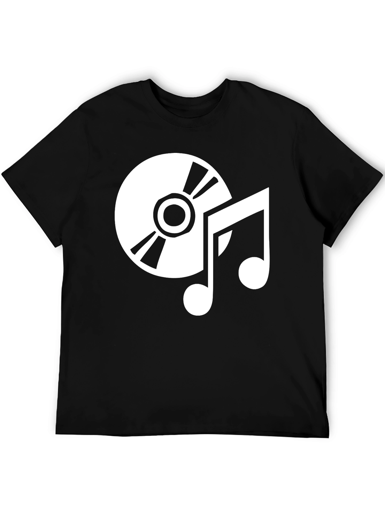 Music Lover Black T-Shirt - CD and Notes Graphic