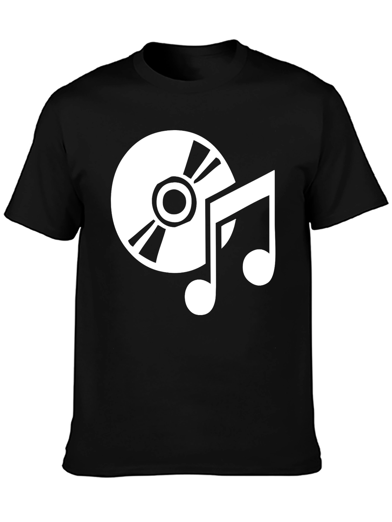 Music Lover Black T-Shirt - CD and Notes Graphic