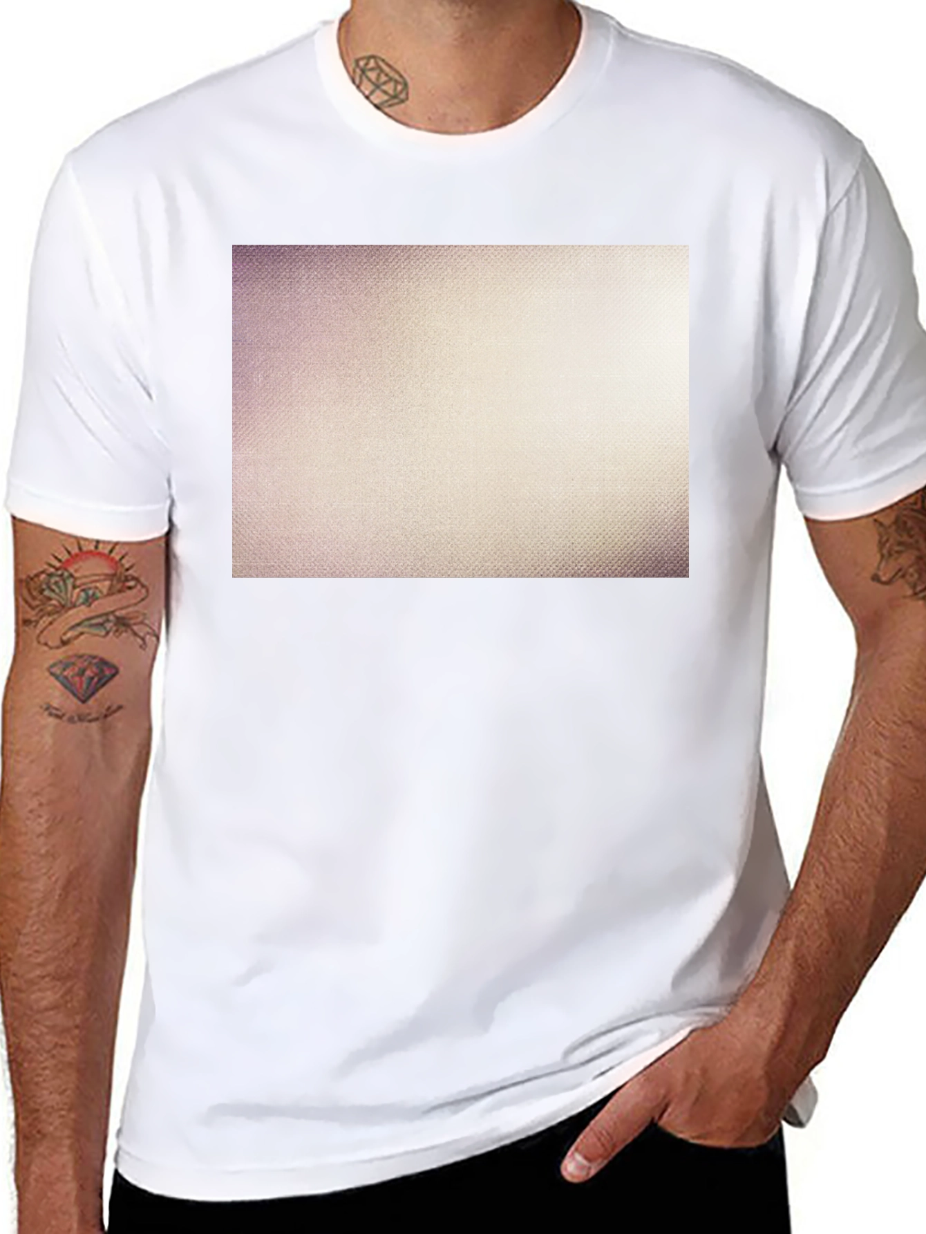 Mens Black Crew Neck T-Shirt with Textured Design