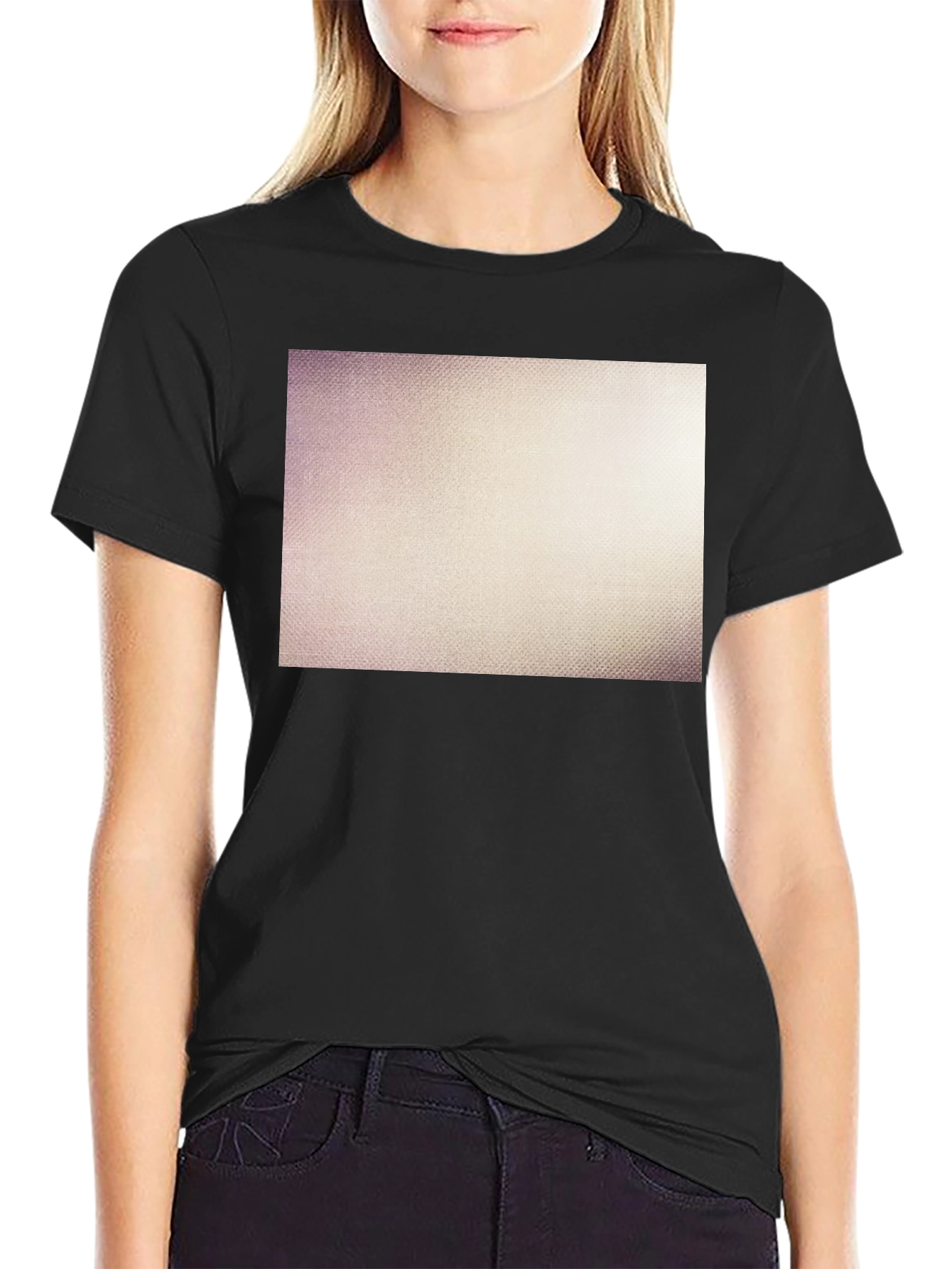 Mens Black Crew Neck T-Shirt with Textured Design