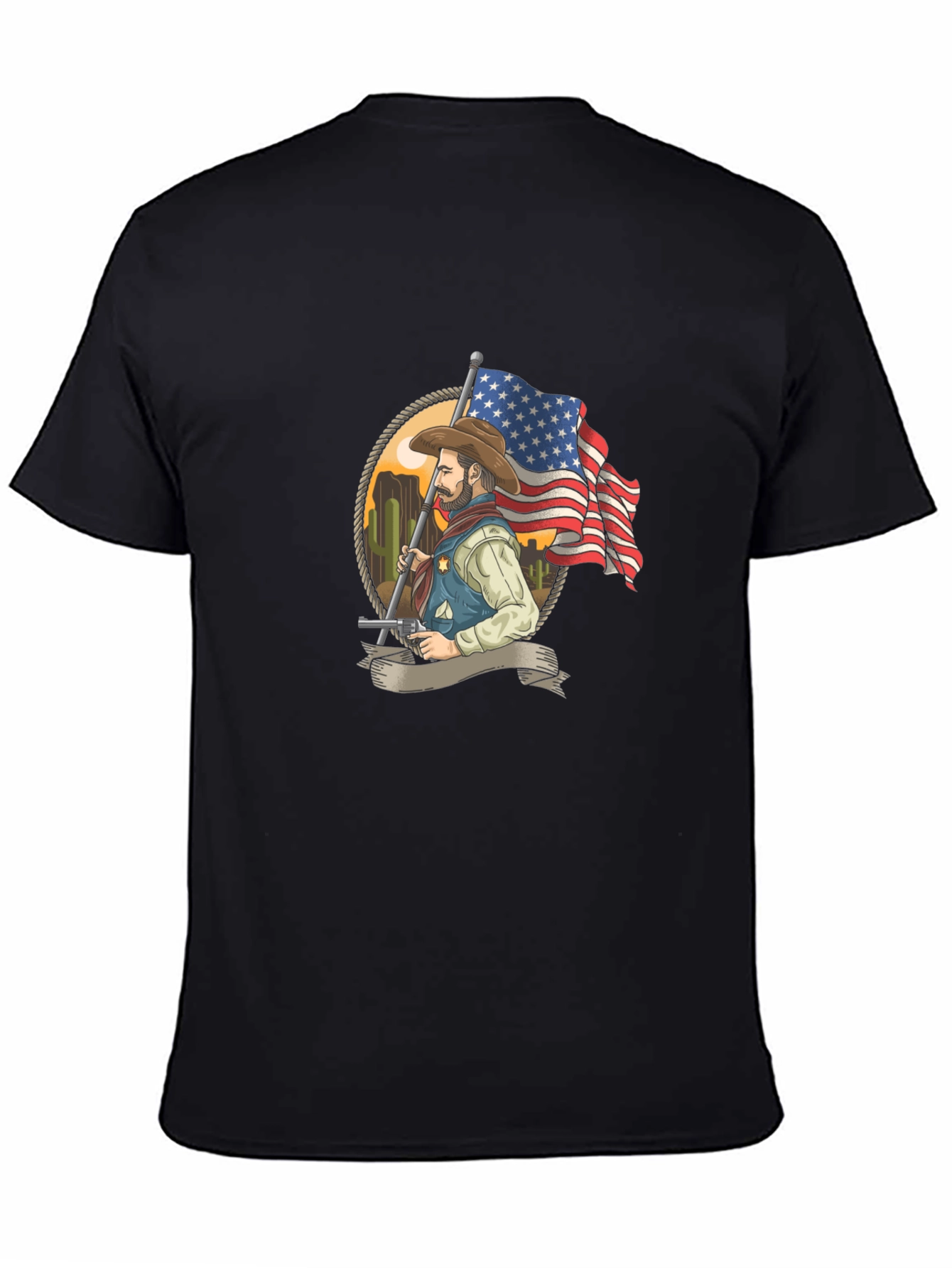 Cowboy American Flag Graphic T-Shirt