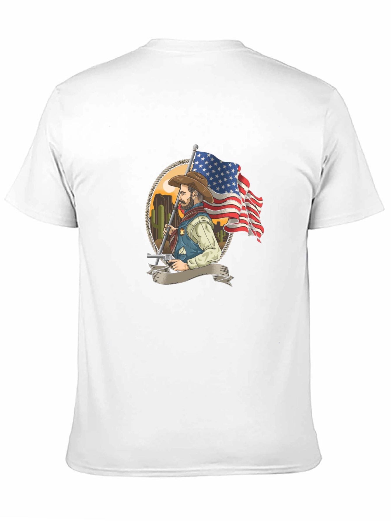 Cowboy American Flag Graphic T-Shirt